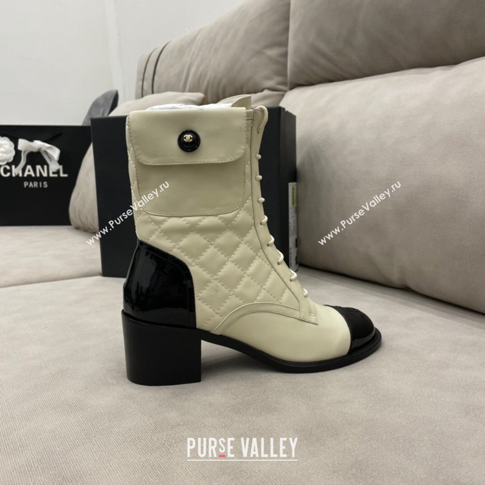 Chanel Quilted Leather Short Boots with Pouch White 2020 (DLY-20120420)