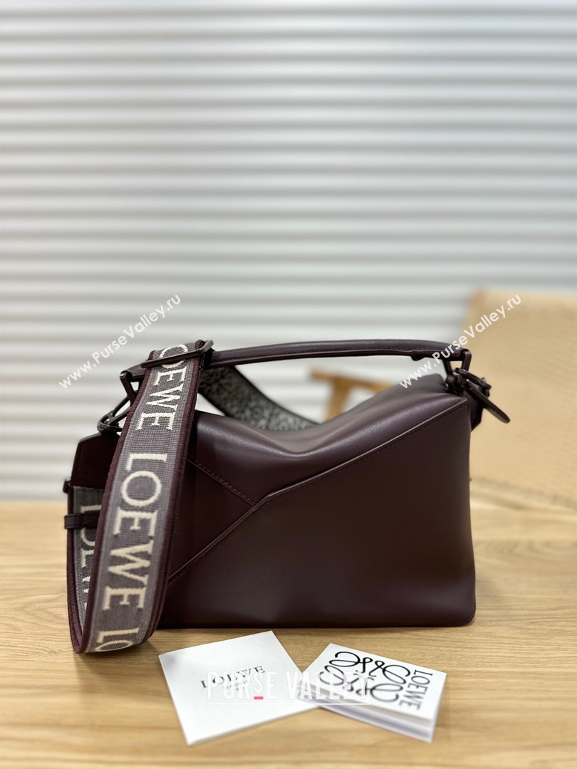 Loewe Small Puzzle Bag in Satin Calfskin 9001L Burgundy 2023 TOP (KEKE-23122726)