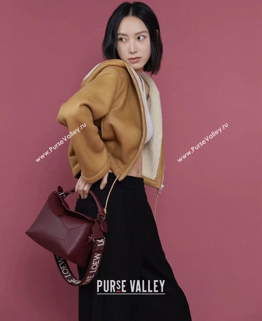 Loewe Small Puzzle Bag in Satin Calfskin 9001L Burgundy 2023 TOP (KEKE-23122726)