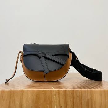 Loewe Small Gate Dual Bag in Soft Calfskin and Jacquard Strap Black/Brown 2024 Top (KK-24060304)