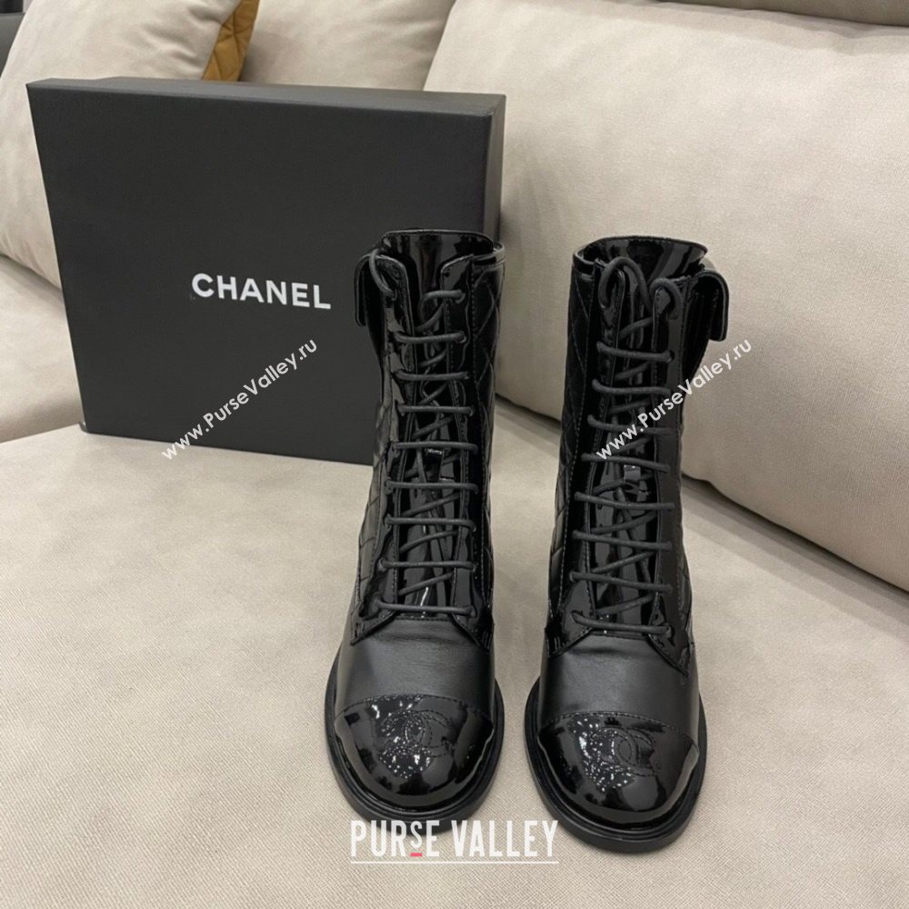 Chanel Quilted Leather Short Boots with Pouch Black 2020 (DLY-20120421)