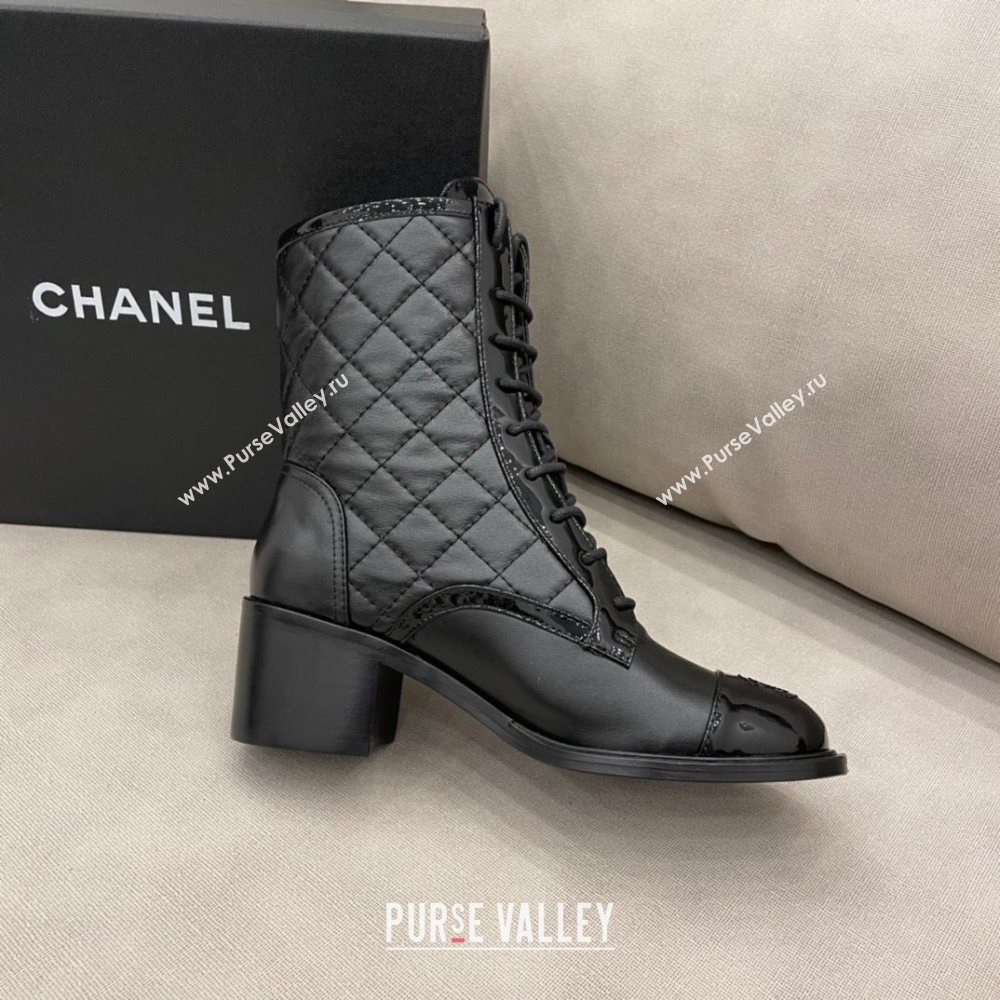 Chanel Quilted Leather Short Boots with Pouch Black 2020 (DLY-20120421)