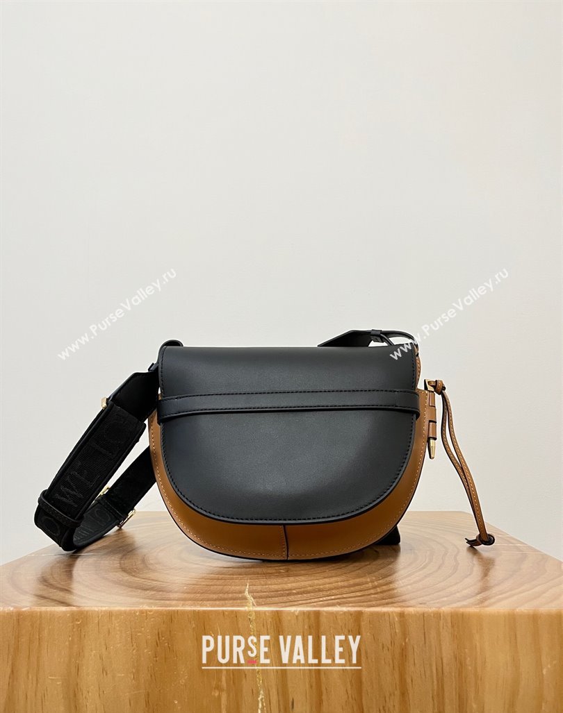 Loewe Small Gate Dual Bag in Soft Calfskin and Jacquard Strap Black/Brown 2024 Top (KK-24060304)