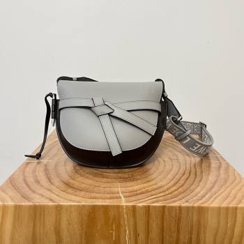 Loewe Small Gate Dual Bag in Soft Calfskin and Jacquard Strap Grey/Coffee 2024 Top (KK-24060305)