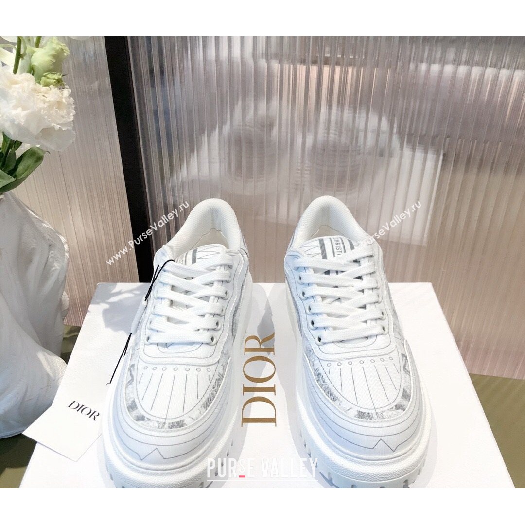 Dior Addict Sneakers in Grey Toile de Jouy Technical Fabric 2021 (KL-21081452)