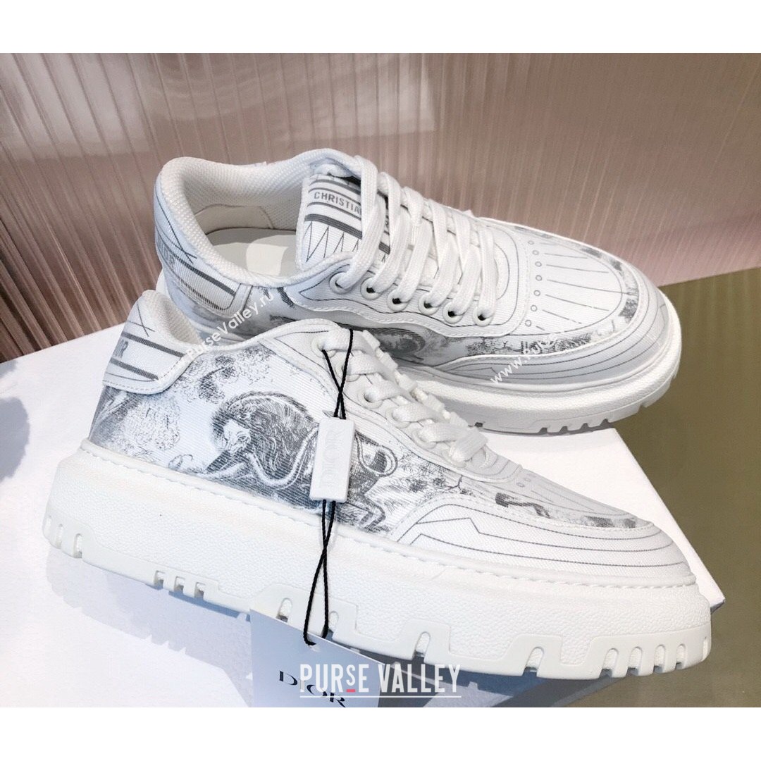 Dior Addict Sneakers in Grey Toile de Jouy Technical Fabric 2021 (KL-21081452)