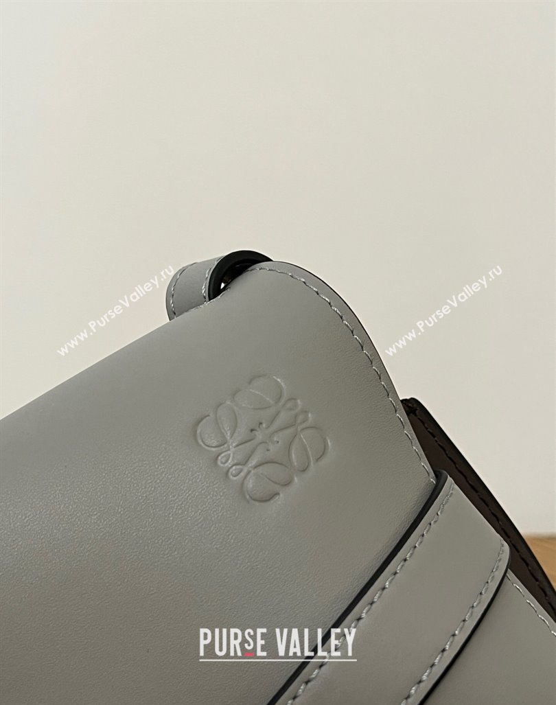 Loewe Small Gate Dual Bag in Soft Calfskin and Jacquard Strap Grey/Coffee 2024 Top (KK-24060305)