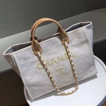 Chanel Deauville Large Shopping Bag A66941 White 2021 04 (SM-21031610)