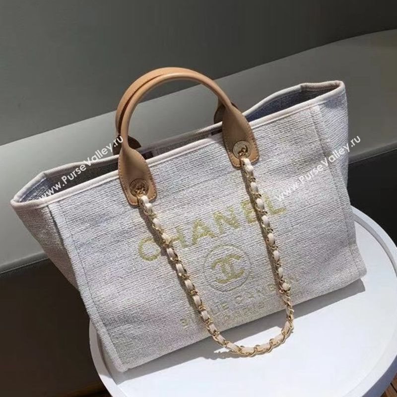 Chanel Deauville Large Shopping Bag A66941 White 2021 04 (SM-21031610)