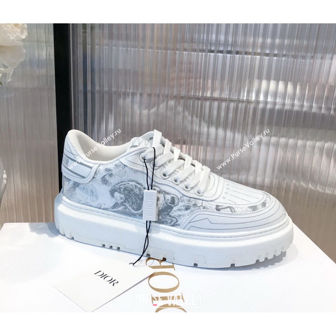 Dior Addict Sneakers in Grey Toile de Jouy Technical Fabric 2021 (KL-21081452)