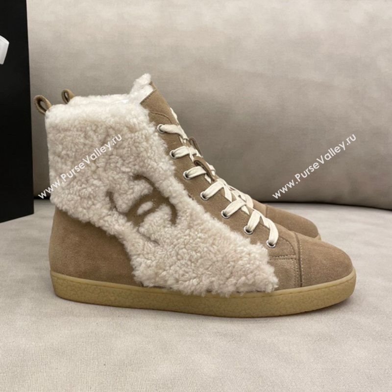 Chanel Suede and CC Shearling Wool Short Boots Brown 2020 (DLY-20120423)