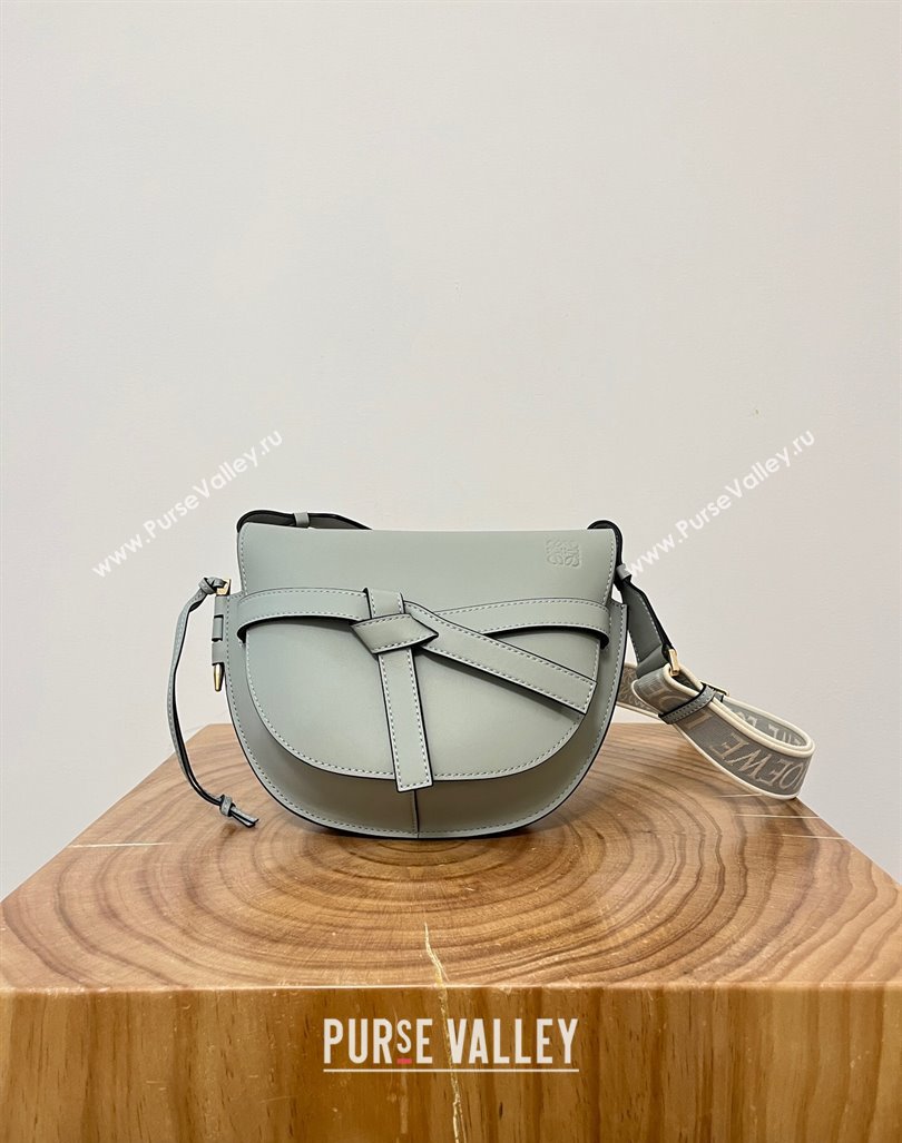 Loewe Small Gate Dual Bag in Soft Calfskin and Jacquard Strap Glacier Blue 2024 Top (KK-24060306)