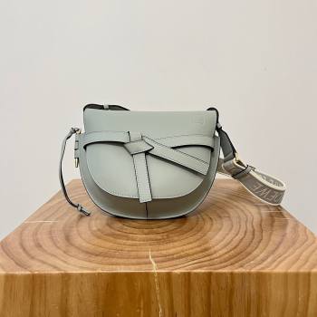 Loewe Small Gate Dual Bag in Soft Calfskin and Jacquard Strap Glacier Blue 2024 Top (KK-24060306)
