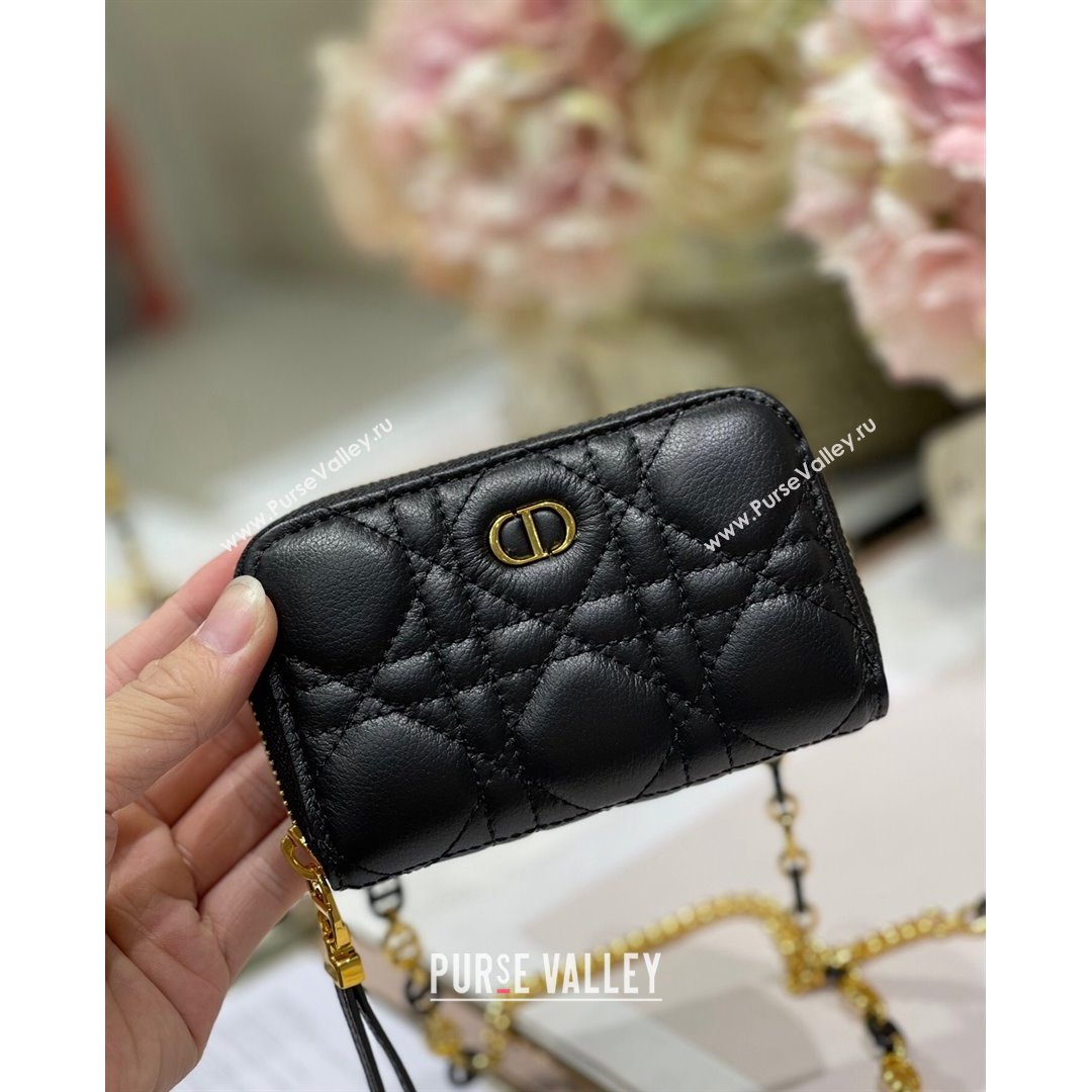 Dior Mini Caro Zipped Pouch in Black Cannage Lambskin 2021 (BINF-21090818)