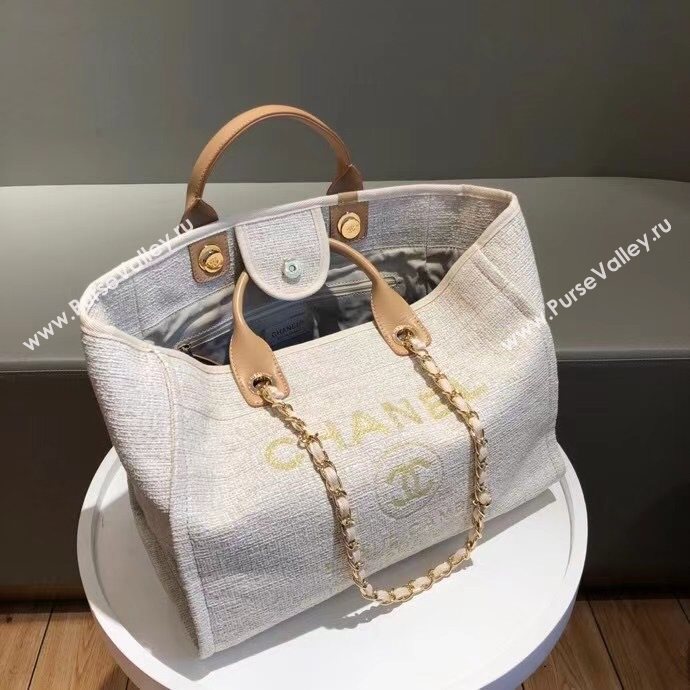 Chanel Deauville Large Shopping Bag A66941 White 2021 04 (SM-21031610)