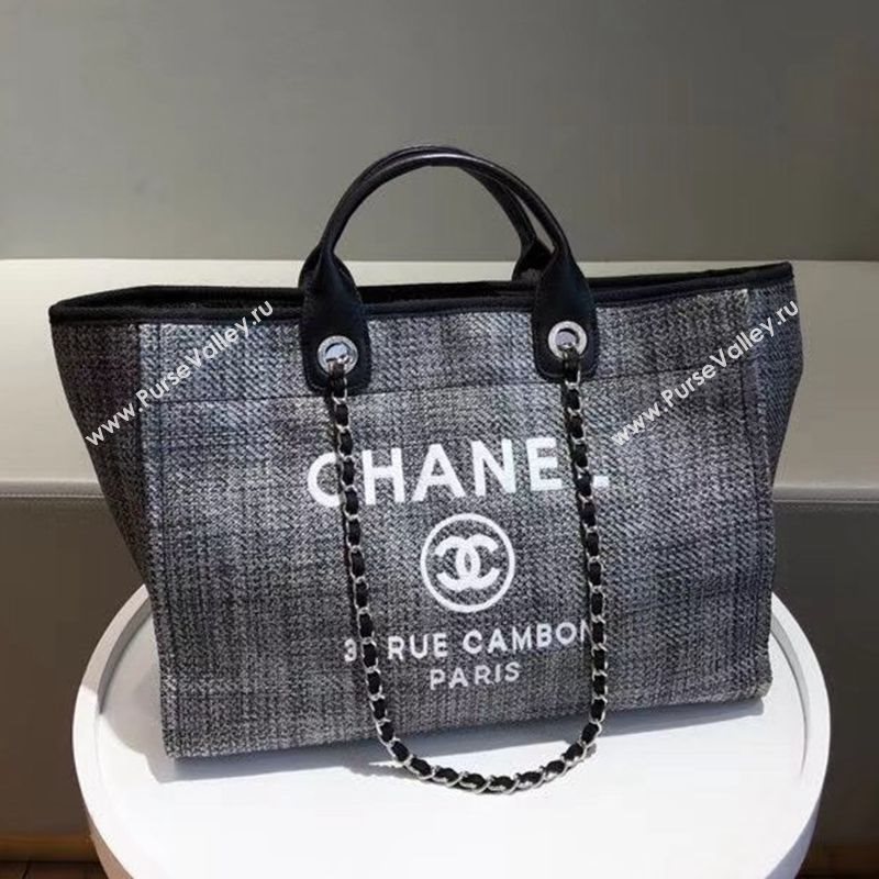 Chanel Deauville Large Shopping Bag A66941 Silver/Black 2021 05 (SM-21031611)