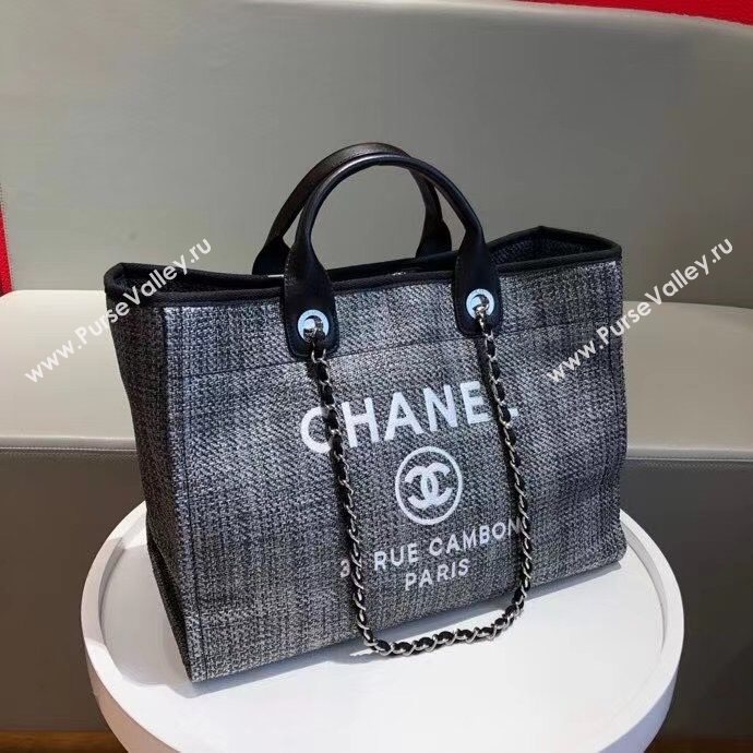 Chanel Deauville Large Shopping Bag A66941 Silver/Black 2021 05 (SM-21031611)