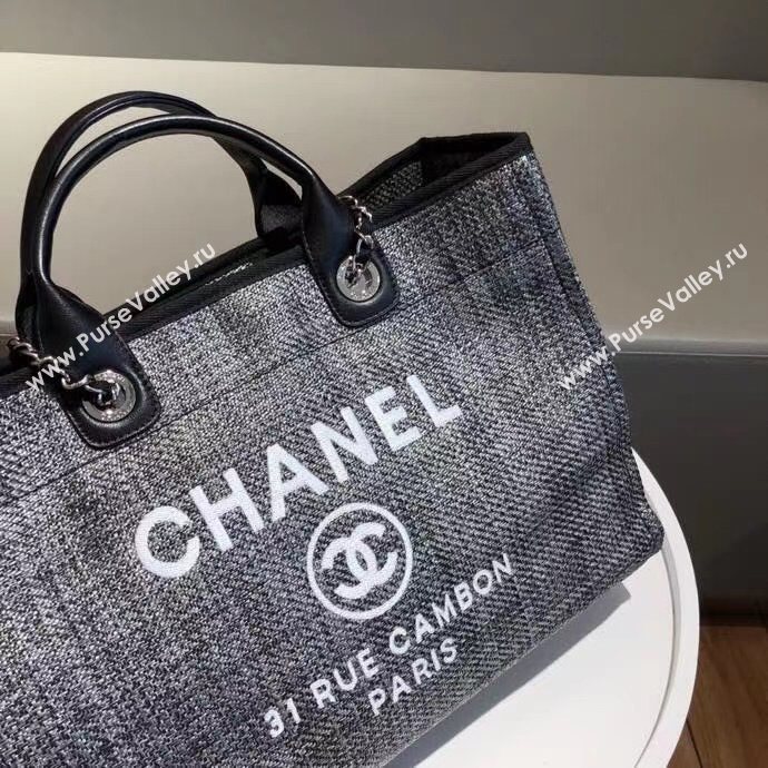 Chanel Deauville Large Shopping Bag A66941 Silver/Black 2021 05 (SM-21031611)