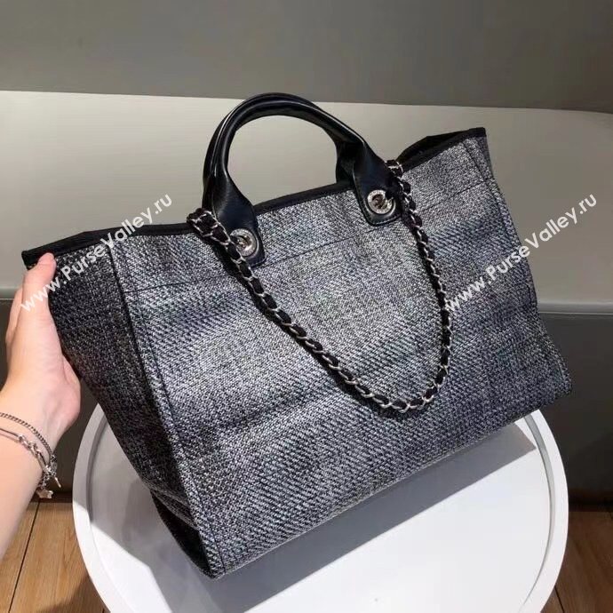 Chanel Deauville Large Shopping Bag A66941 Silver/Black 2021 05 (SM-21031611)