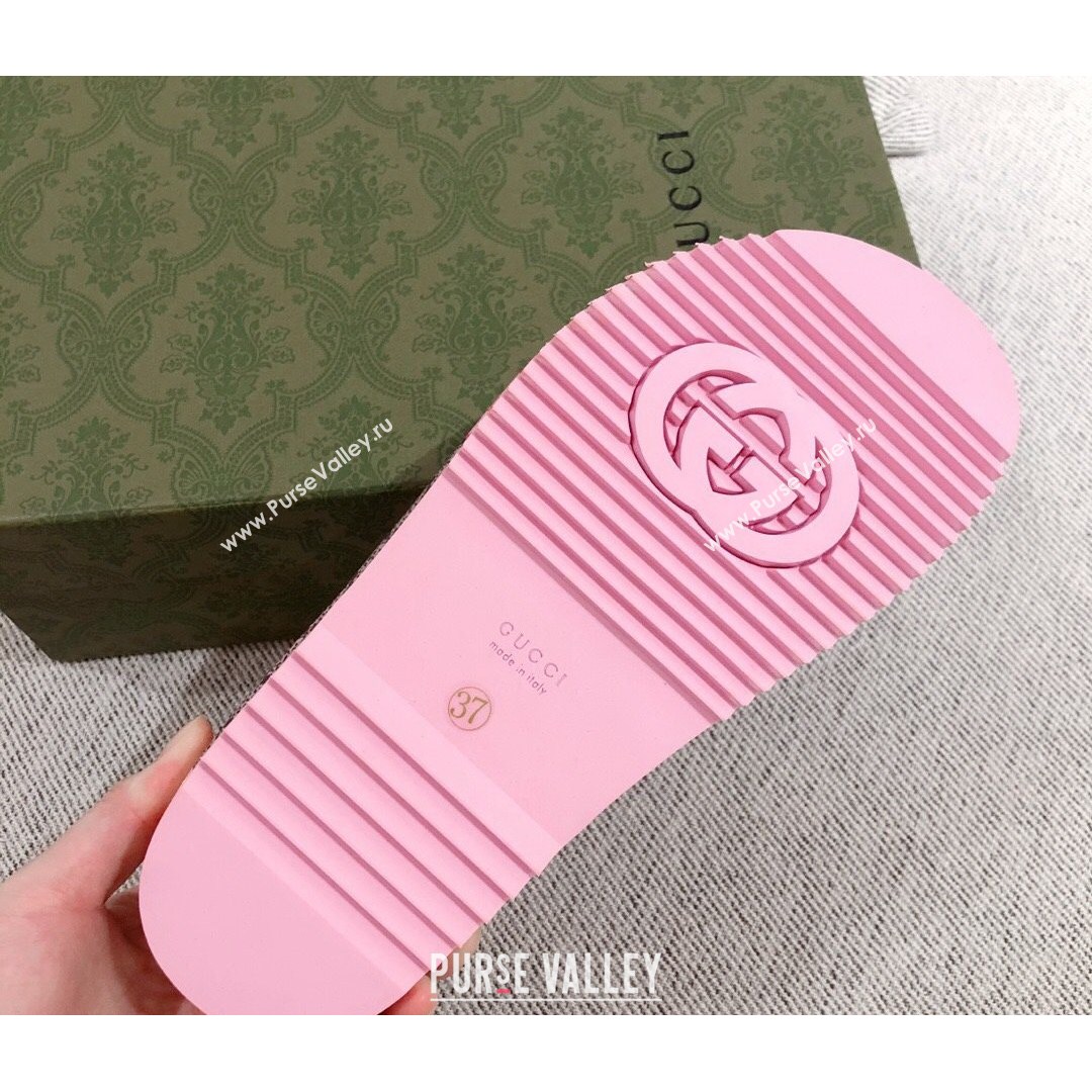 Gucci Heart Apple GG Platform Slide Sandals Pink 2021 (KL-21081453)