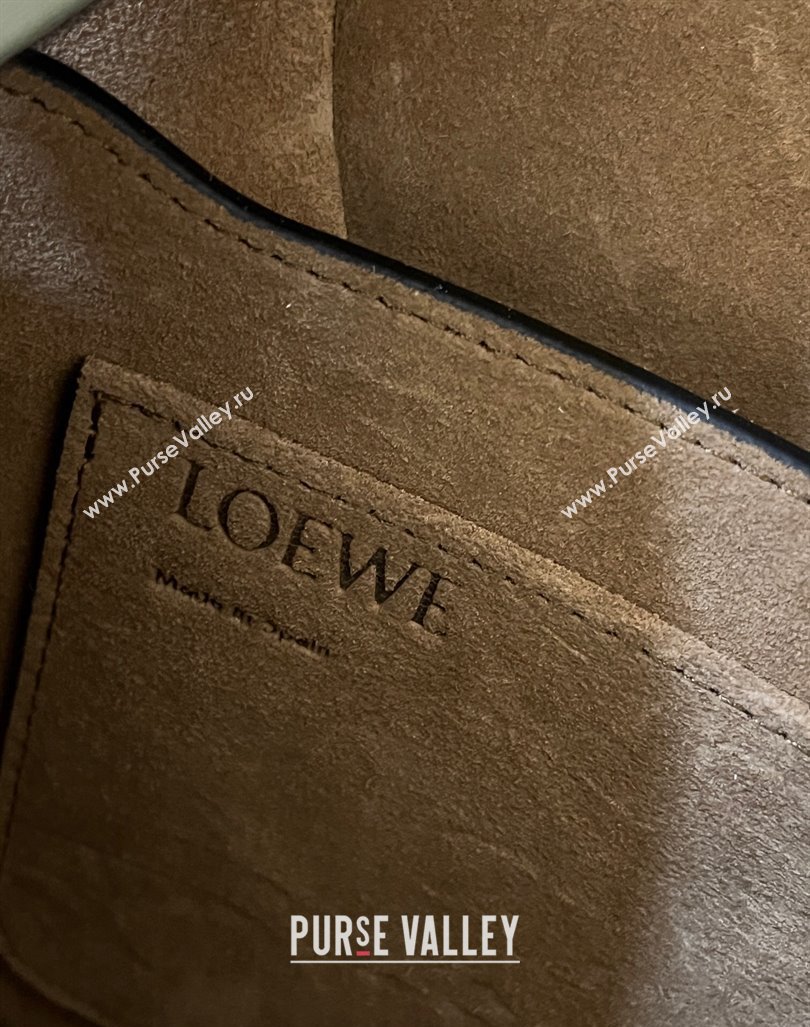 Loewe Small Gate Dual Bag in Soft Calfskin and Jacquard Strap Olive Green 2024 Top (KK-24060307)