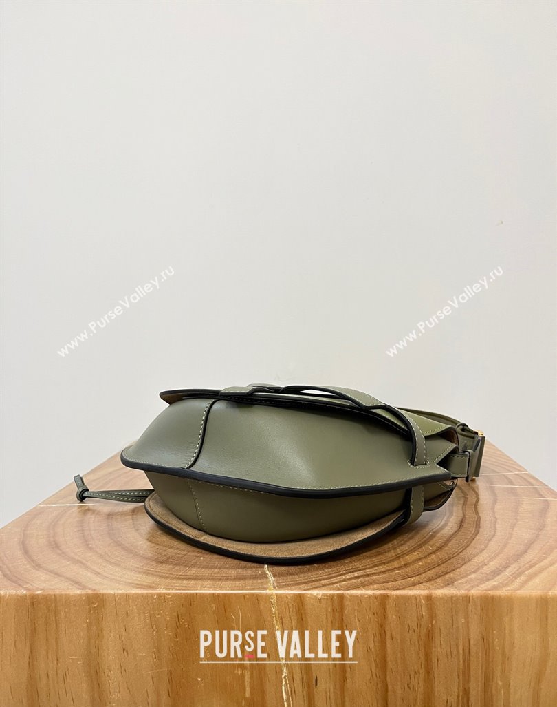 Loewe Small Gate Dual Bag in Soft Calfskin and Jacquard Strap Olive Green 2024 Top (KK-24060307)