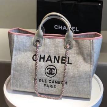 Chanel Deauville Large Shopping Bag A66941 Grey/Pink 2021 06 (SM-21031612)