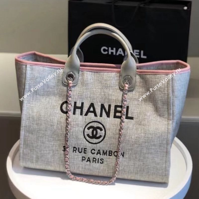 Chanel Deauville Large Shopping Bag A66941 Grey/Pink 2021 06 (SM-21031612)