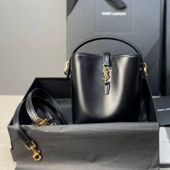 Saint Laurent LE 37 Mini Bucket Bag in Black Shiny Calfskin 765870 2024 (MHUI-24110122)