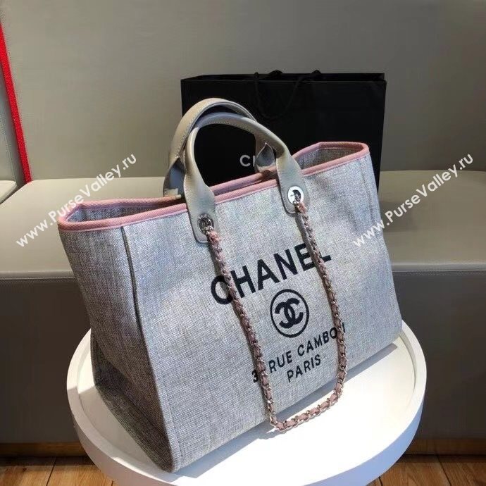 Chanel Deauville Large Shopping Bag A66941 Grey/Pink 2021 06 (SM-21031612)