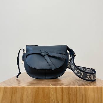 Loewe Small Gate Dual Bag in Soft Calfskin and Jacquard Strap Navy Blue 2024 Top (KK-24060309)