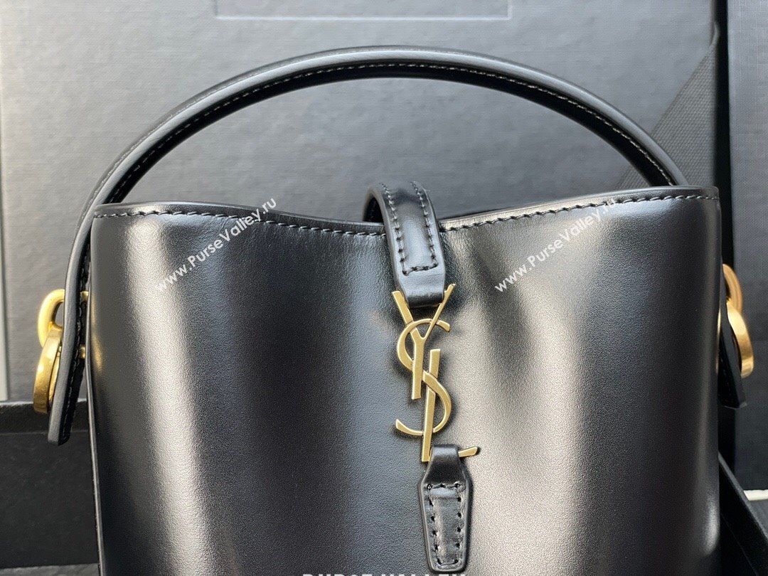 Saint Laurent LE 37 Mini Bucket Bag in Black Shiny Calfskin 765870 2024 (MHUI-24110122)