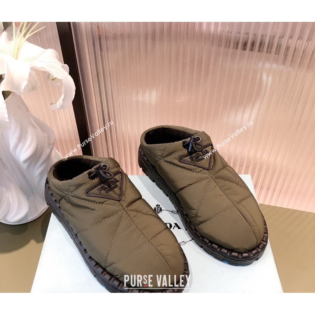 Prada Padded Nylon Fabric Slippers Green 2021 (KL-21081601)