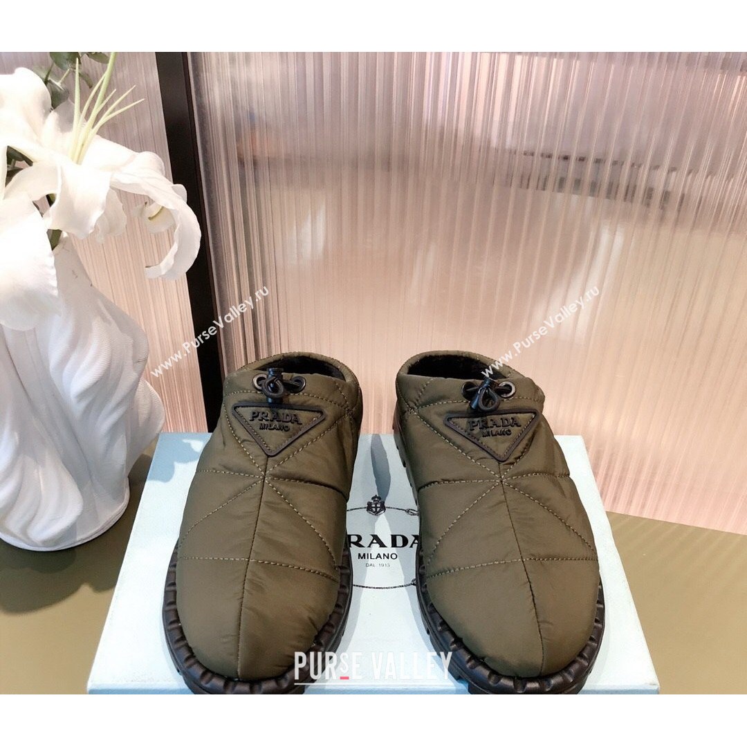 Prada Padded Nylon Fabric Slippers Green 2021 (KL-21081601)