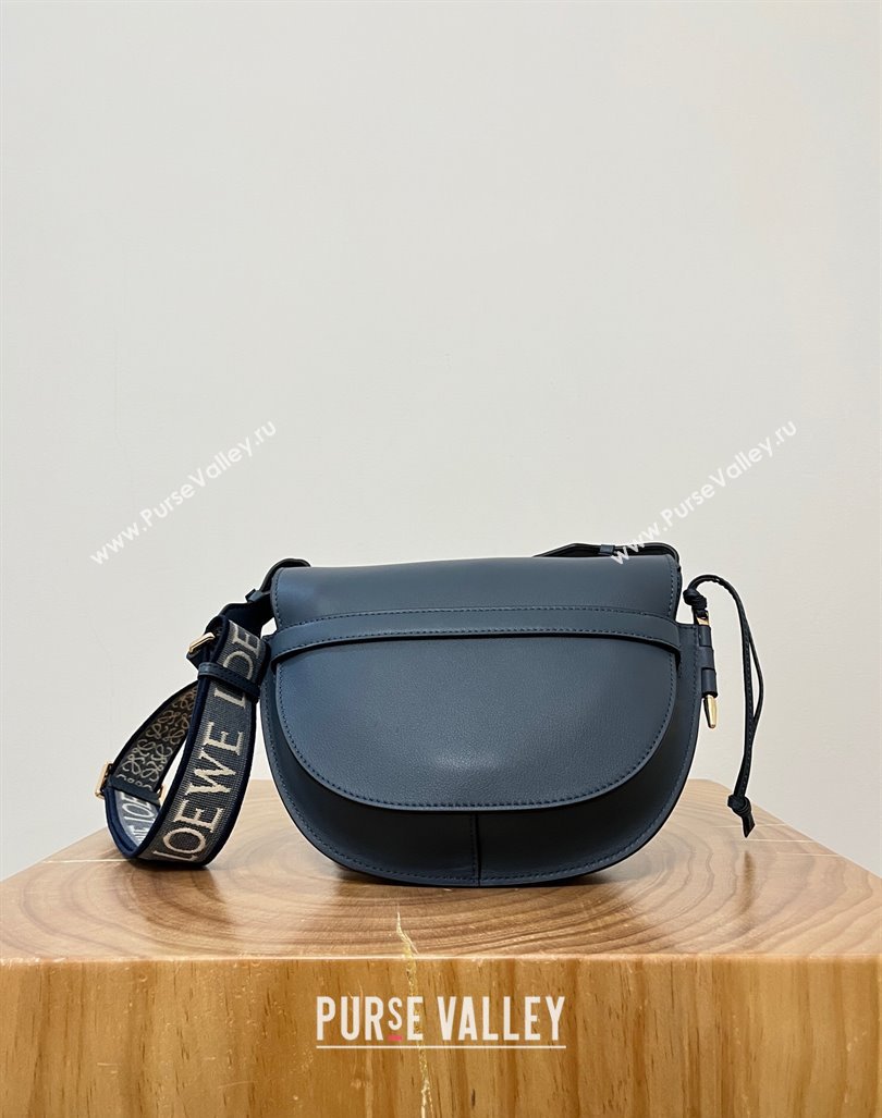 Loewe Small Gate Dual Bag in Soft Calfskin and Jacquard Strap Navy Blue 2024 Top (KK-24060309)