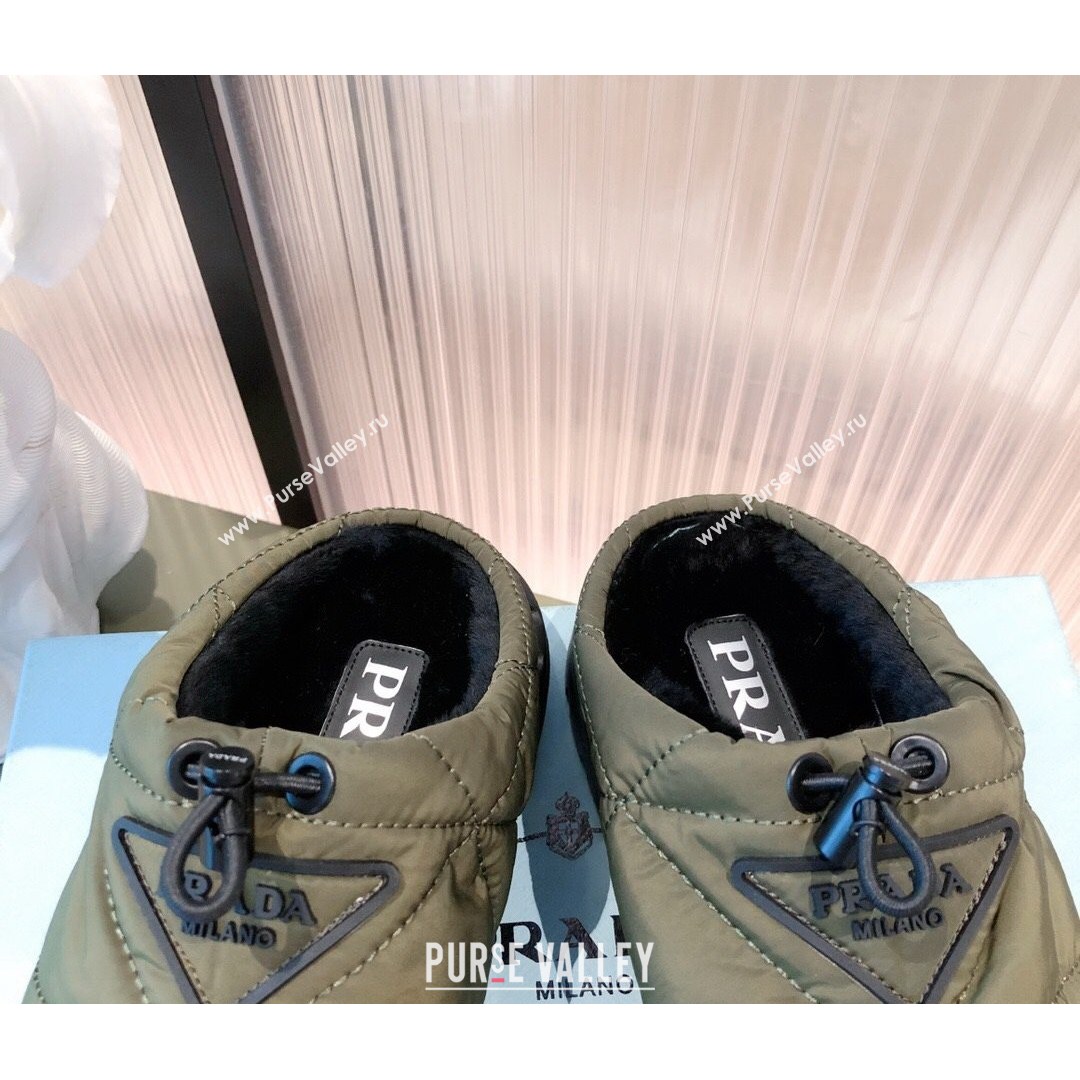Prada Padded Nylon Fabric Slippers Green 2021 (KL-21081601)