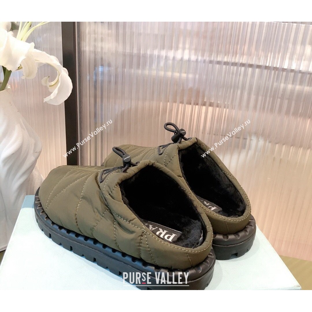 Prada Padded Nylon Fabric Slippers Green 2021 (KL-21081601)