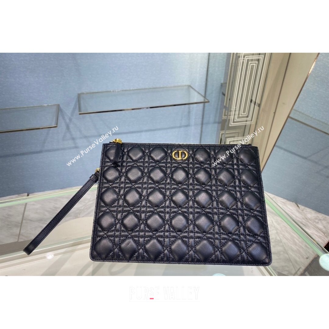 Dior Large Caro Daily Pouch in Black Supple Cannage Calfskin 2021 (BINF-21090822)