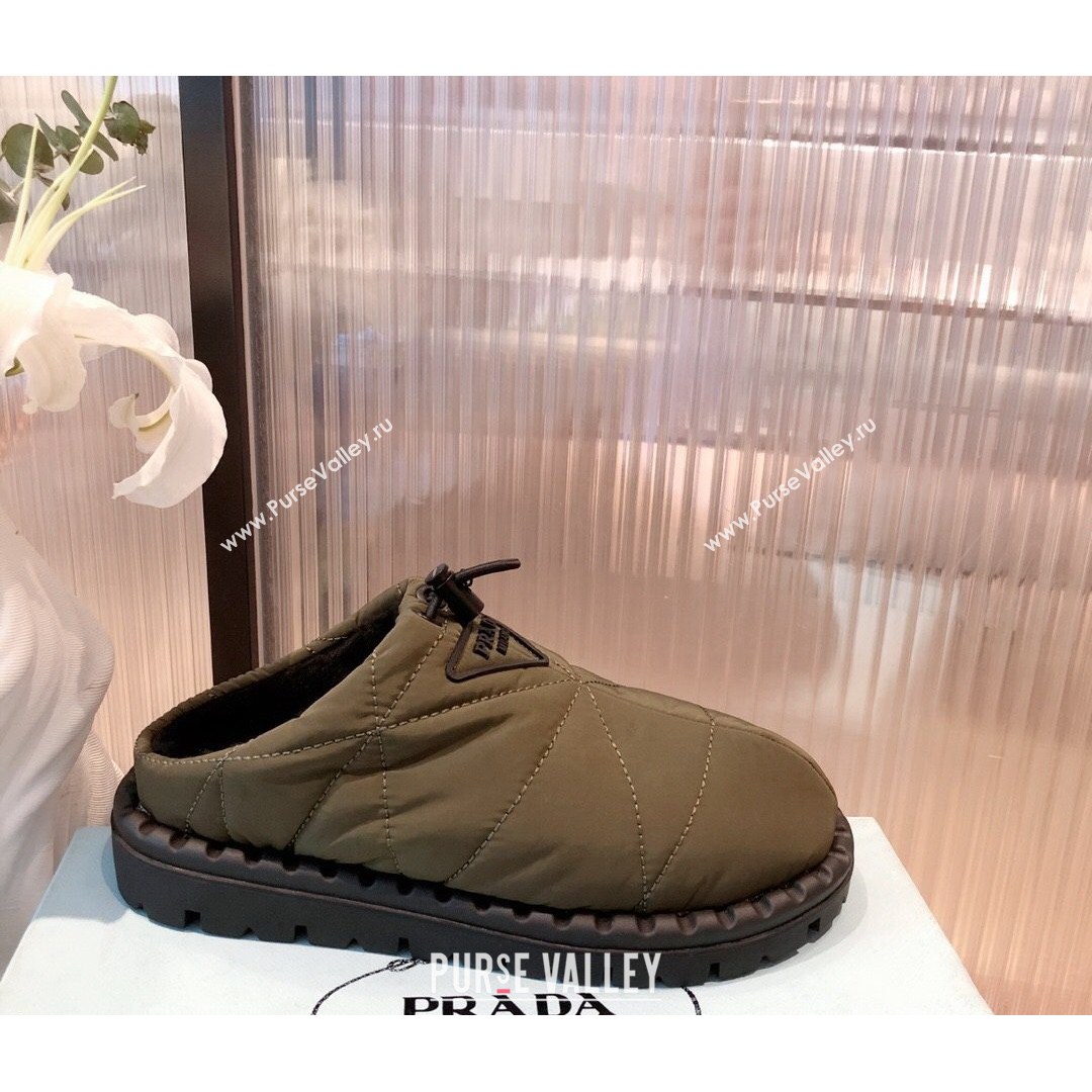 Prada Padded Nylon Fabric Slippers Green 2021 (KL-21081601)