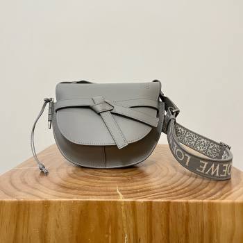 Loewe Small Gate Dual Bag in Soft Calfskin and Jacquard Strap Pearl Grey 2024 Top (KK-24060310)