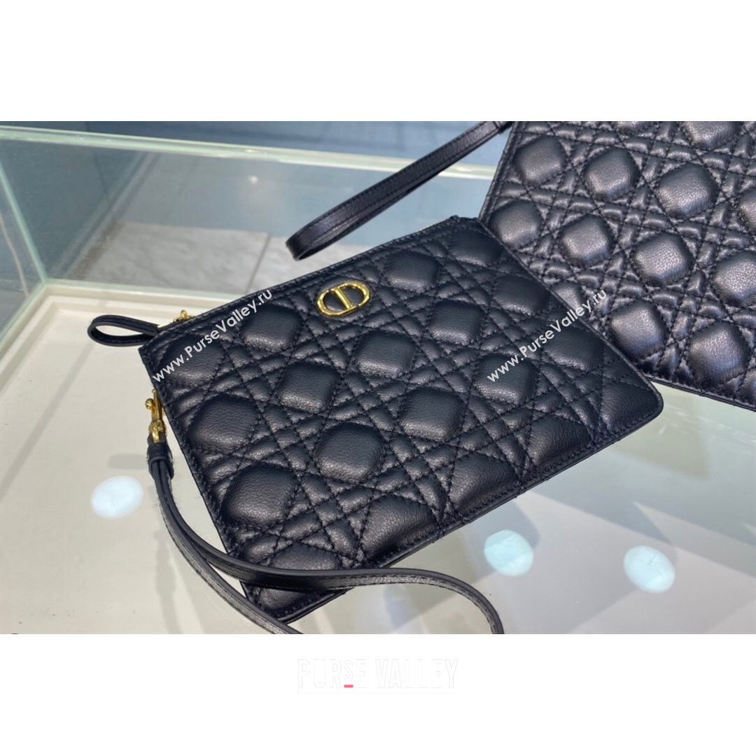 Dior Large Caro Daily Pouch in Black Supple Cannage Calfskin 2021 (BINF-21090822)