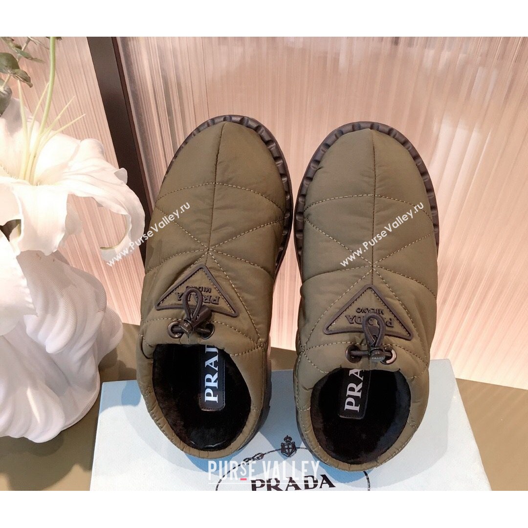 Prada Padded Nylon Fabric Slippers Green 2021 (KL-21081601)