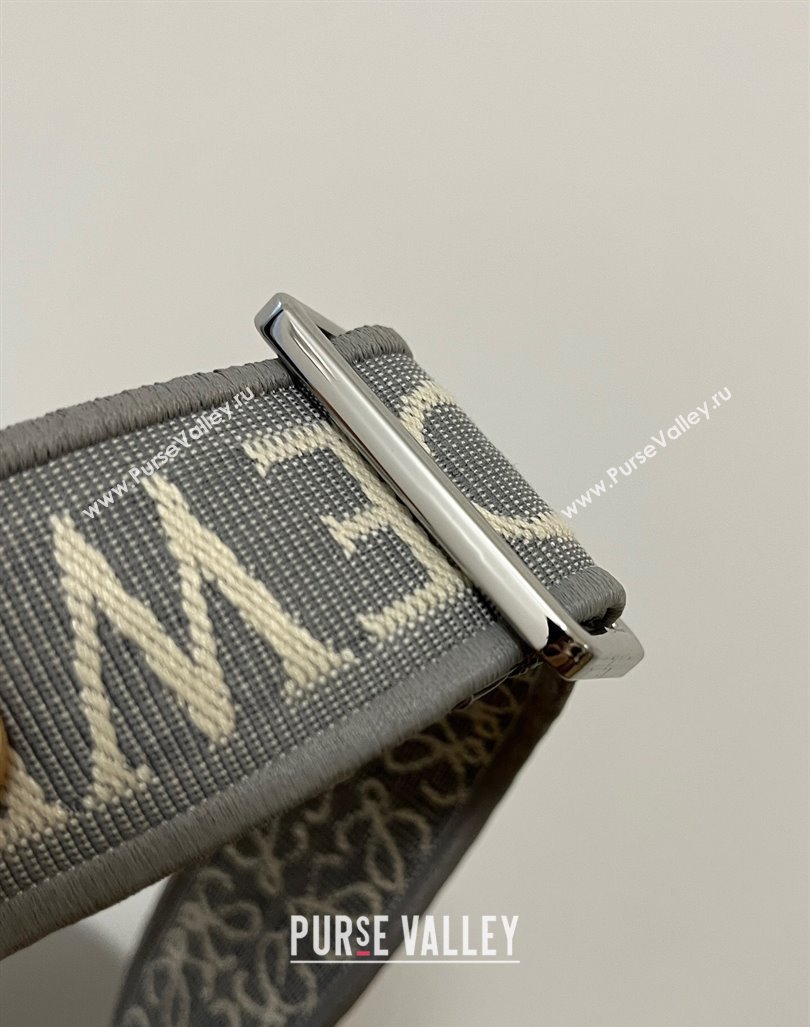 Loewe Small Gate Dual Bag in Soft Calfskin and Jacquard Strap Pearl Grey 2024 Top (KK-24060310)