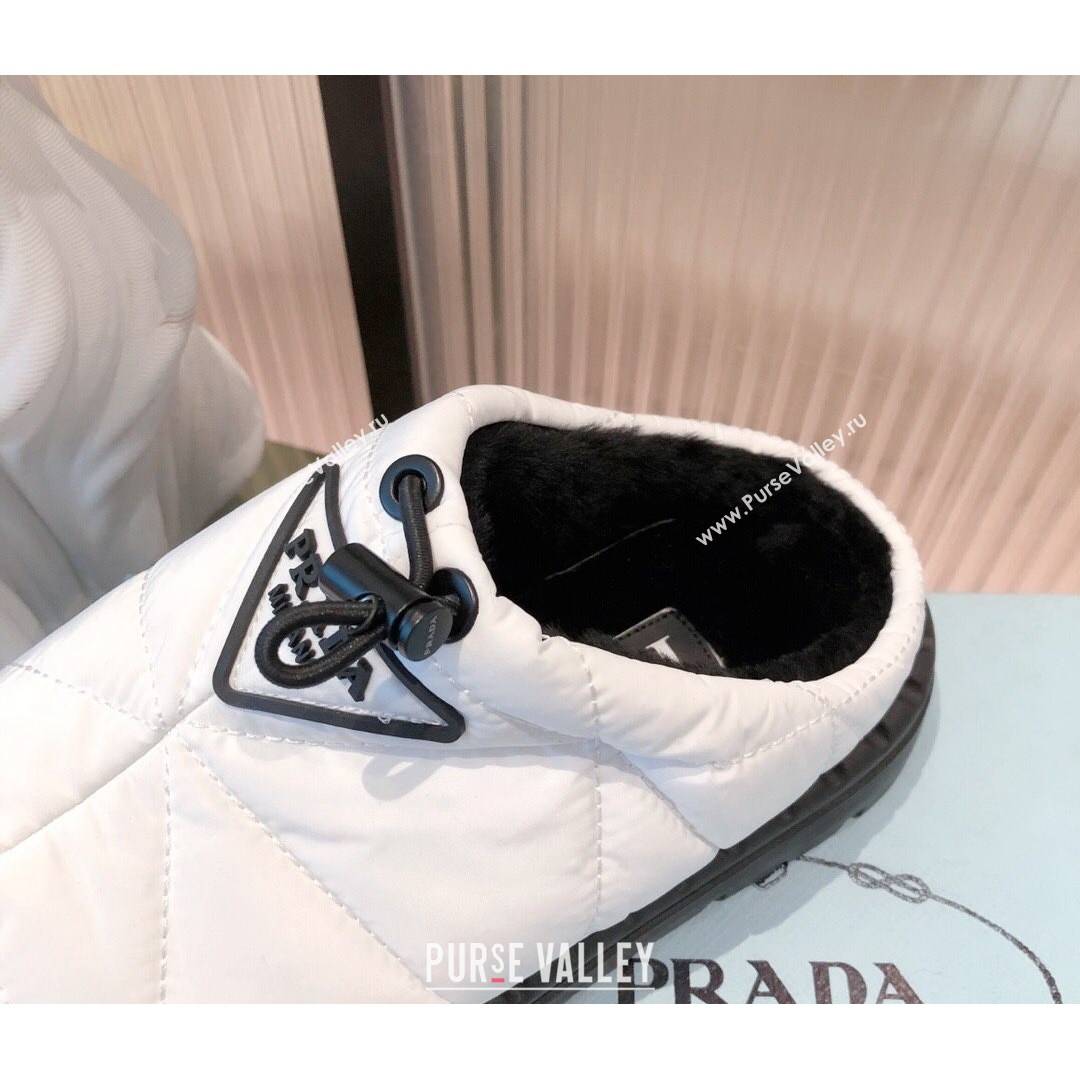 Prada Padded Nylon Fabric Slippers White 2021 (KL-21081602)