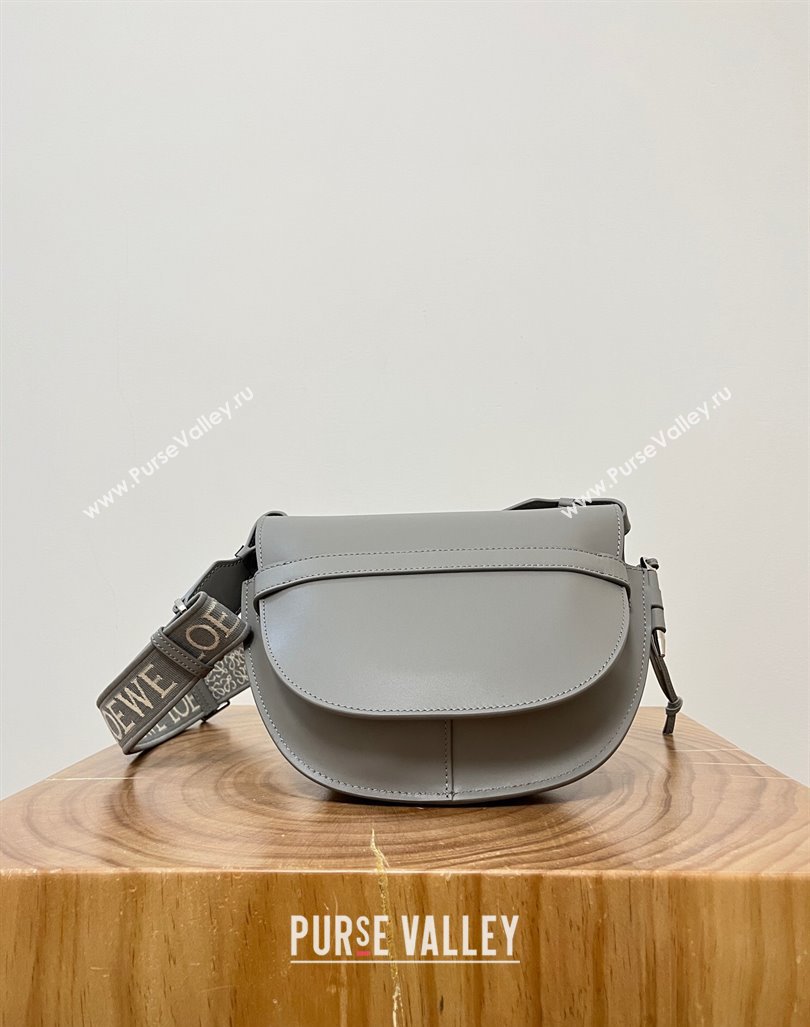 Loewe Small Gate Dual Bag in Soft Calfskin and Jacquard Strap Pearl Grey 2024 Top (KK-24060310)