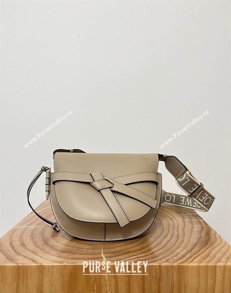 Loewe Small Gate Dual Bag in Soft Calfskin and Jacquard Strap Sand 2024 Top (KK-24060311)