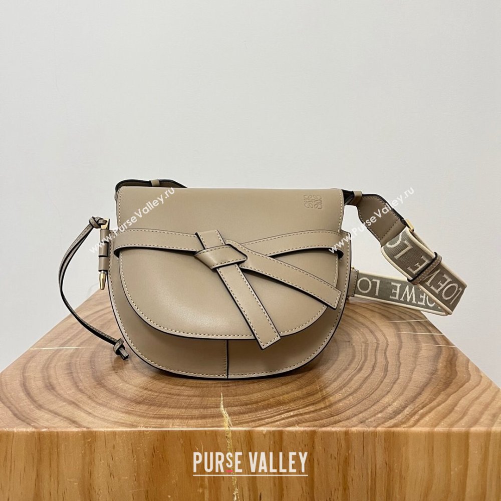 Loewe Small Gate Dual Bag in Soft Calfskin and Jacquard Strap Sand 2024 Top (KK-24060311)