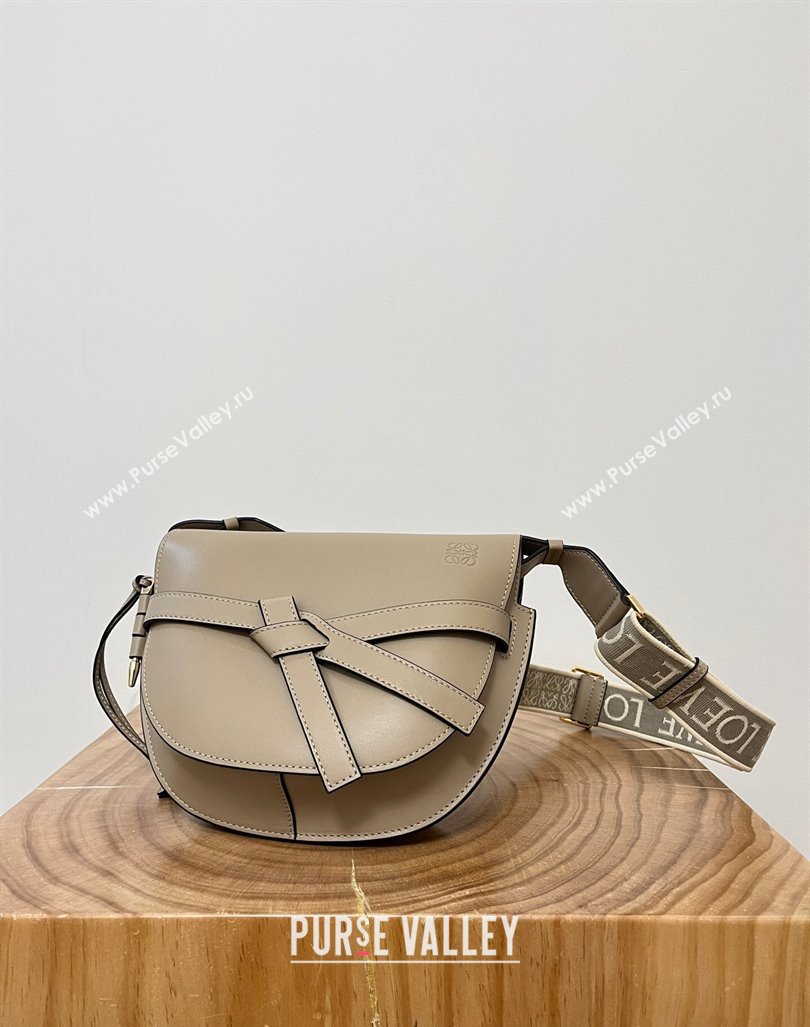 Loewe Small Gate Dual Bag in Soft Calfskin and Jacquard Strap Sand 2024 Top (KK-24060311)