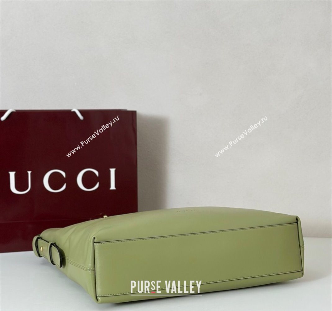 Gucci Beatrix Leather large tote bag Sage Green 2025 850546 (DLH-251124103)