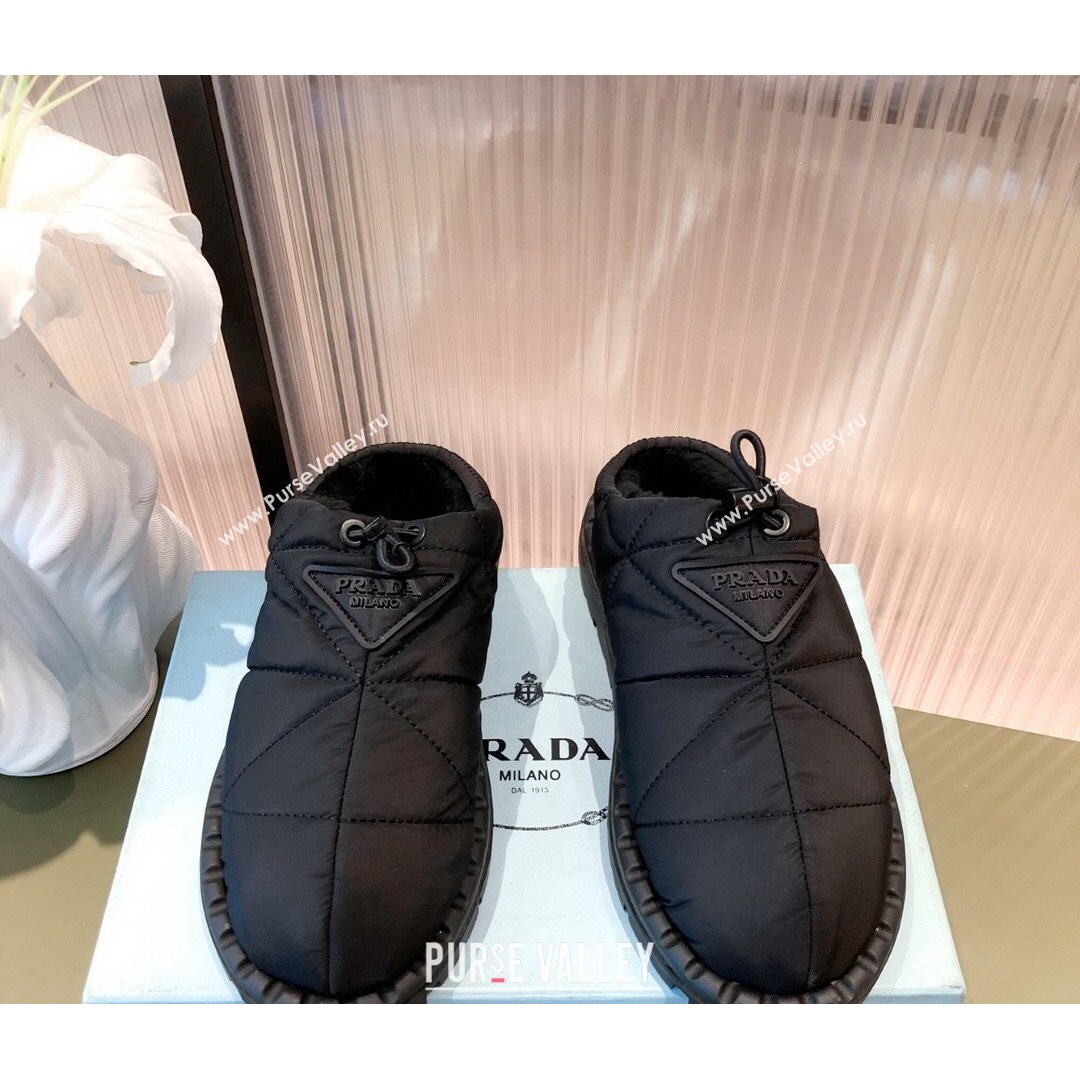 Prada Padded Nylon Fabric Slippers Black 2021 (KL-21081603)